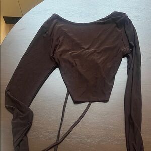 Nasty Gal Dark Brown Long Sleeve Crop Top